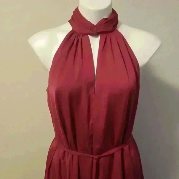 Twist-Neck Satin Midi Dress - Picture 3 of 13